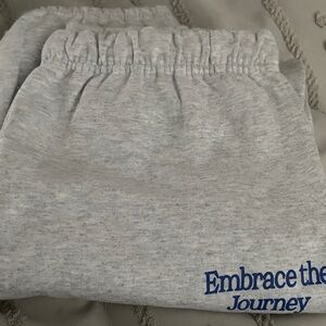 Gray Sweatpants with Blue Embroidery